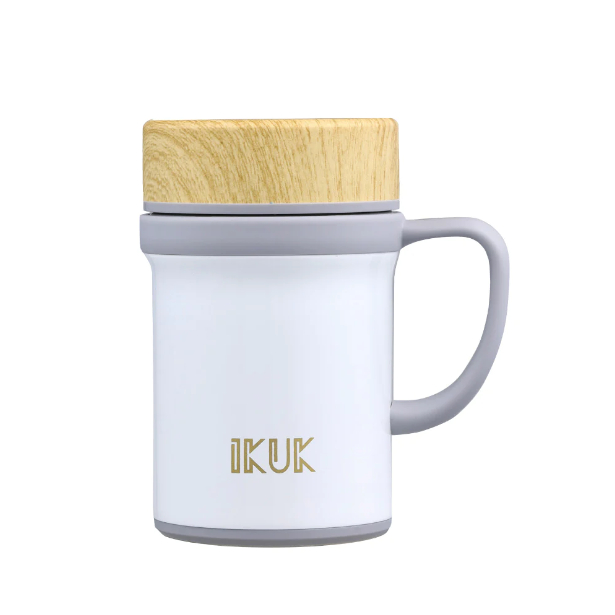 【IKUK】陶瓷保溫杯-手把辦公杯-410ml（午夜藍、日櫻粉、沐光白）早安健康嚴選