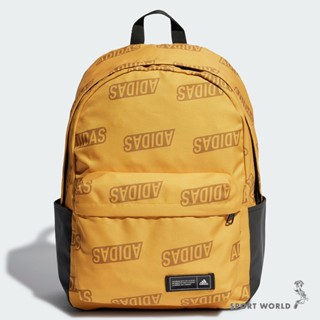 Adidas 後揹包 雙肩 水壺袋 印花 土黃【運動世界】IJ5640