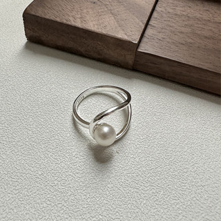 SC│現貨 925純銀 淡水珍珠幾何圈戒指 Simple Classic
