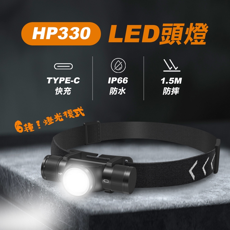 HP330 頭燈 頭戴式LED頭燈 (三燈款) 露營燈 夜釣照明登山燈 手電筒 螢宇五金