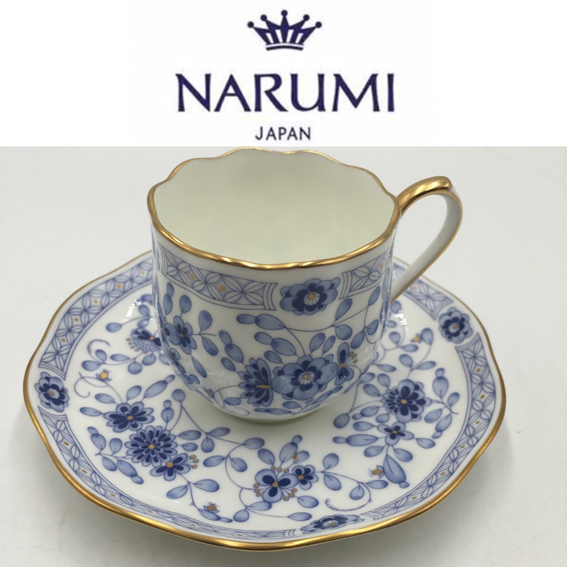 二手真品 narumi 日本瓷器 花紋 下午茶杯組 咖啡杯組 杯子6*6 盤子12.5*12.5