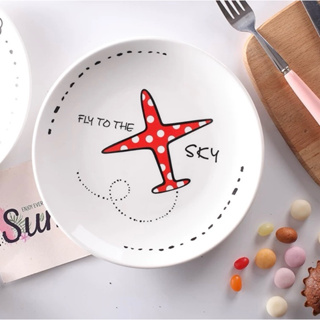 現貨～早午餐盤 早餐盤 紅飛機 瓷盤 8寸盤