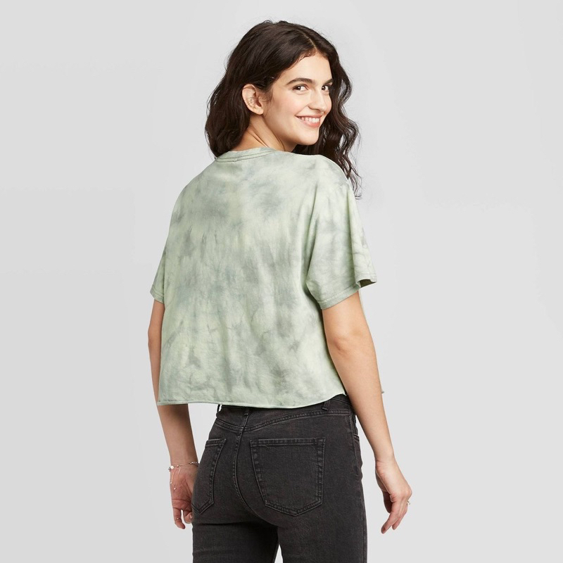 全新現貨✨forever 21松石綠扎染渲染短版短袖T恤