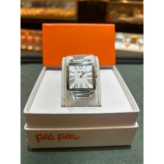 [全新/特價] Folli Follie 方形銀白羅馬數字米蘭帶銀白腕錶 附原廠包裝（盒子）