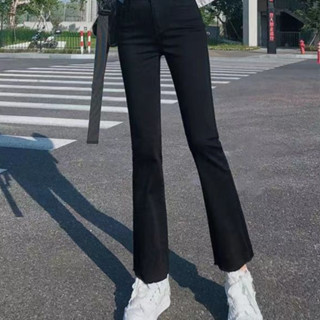 高腰微喇叭牛仔褲女彈力喇叭長褲子黑色牛仔褲韓版牛仔褲顯瘦牛仔褲百搭九分褲夏天牛仔褲多巴胺穿搭