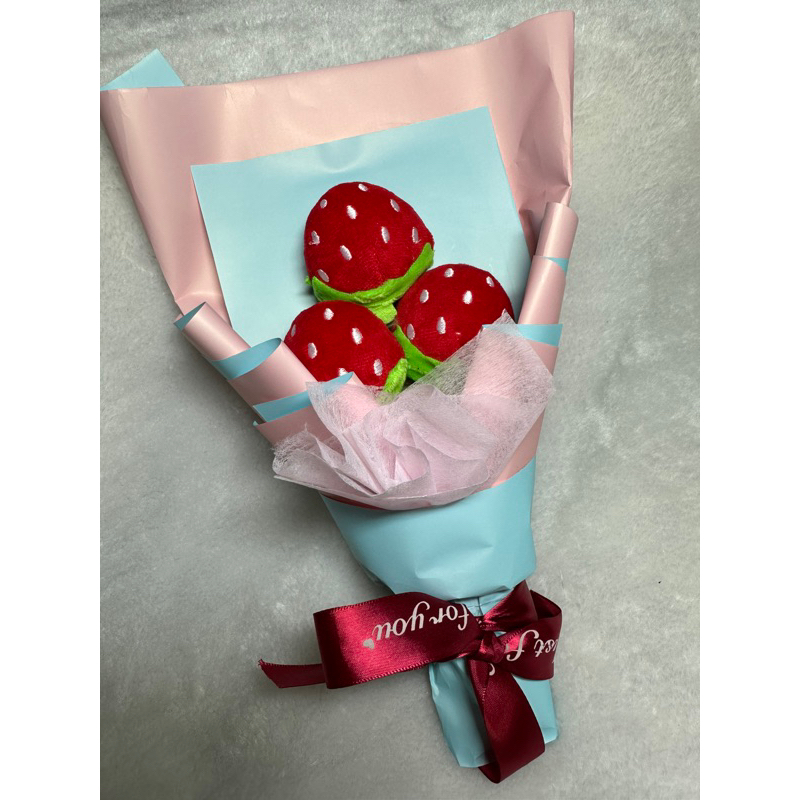 草莓花束 櫻桃 花束 布藝櫻桃 草莓花束材料包裝送女朋友聖誕節禮物 送女朋友送閨蜜聖誕禮物