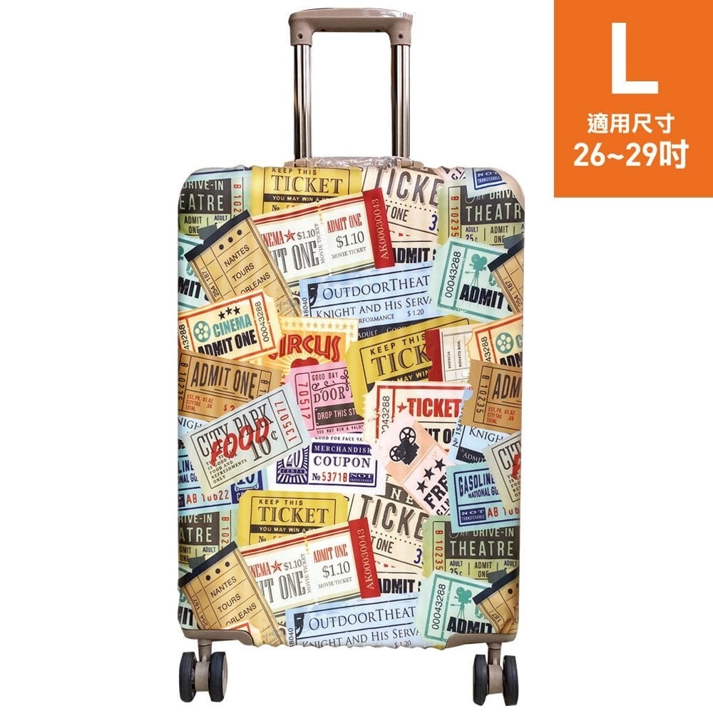 印花行李箱套-L (26-29吋)『標籤』23-23038 戶外 旅行 出遊 出國 保護 保護套 行李箱套