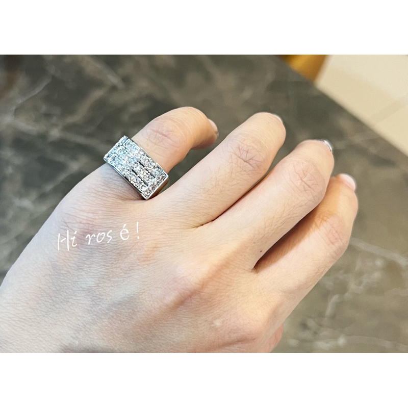 ［Hi rosé!］現貨、實拍！百搭、尾戒、食指！奢華滿鑲三排鋯石排戒鍍白金仿鑽戒指 男鑽戒 女鑽戒 一克拉 兩克拉 結