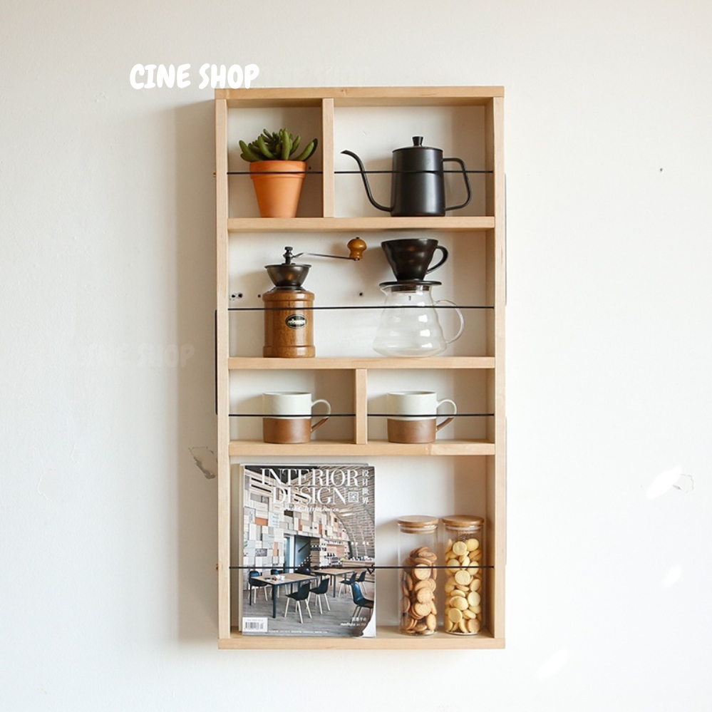 『CINE』原木墻上置物架 客廳墻面吊櫃 掛墻裝飾展示架 木質臥室壁掛書架 層架 收納架 壁架（可訂製尺寸）