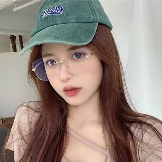 🍁Q.M SHOP🍁十一月新款-韓系百搭文青無框金屬珍珠方框眼鏡 平光鏡 質感 小紅書 ins 無度數 素顏 無度數