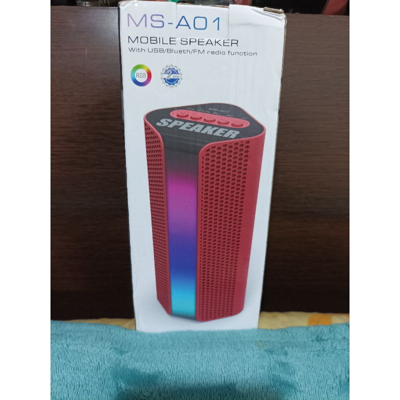 全新 淺藍色 MS-A01 Mobile Speaker With USB/BT/FM radio, 品相音質良好.