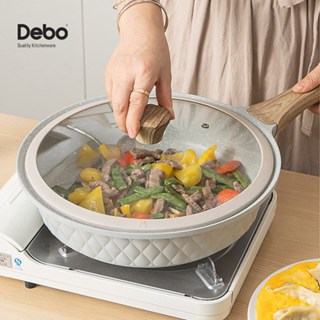 德鉑Debo 菱格紋單把複底不沾平底鍋28cm