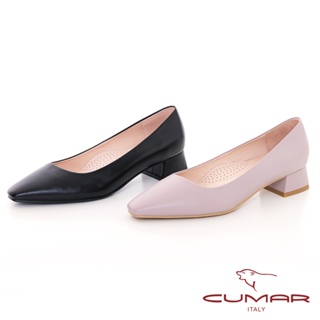 【CUMAR】斜口小方頭粗跟低跟鞋723-518