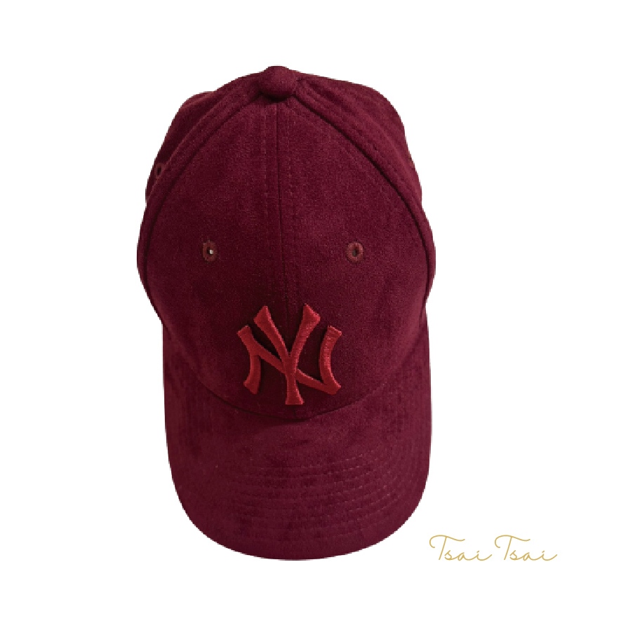 二手 近全新 New Era 9Forty NY Cap MLB 棒球帽 復古老帽 洋基帽 NY帽 麂皮酒紅 紅