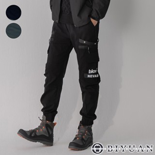 【OBIYUAN】工作褲 多口袋 字母 彈力 縮口褲 工裝 長褲 休閒褲 2色【X69593】