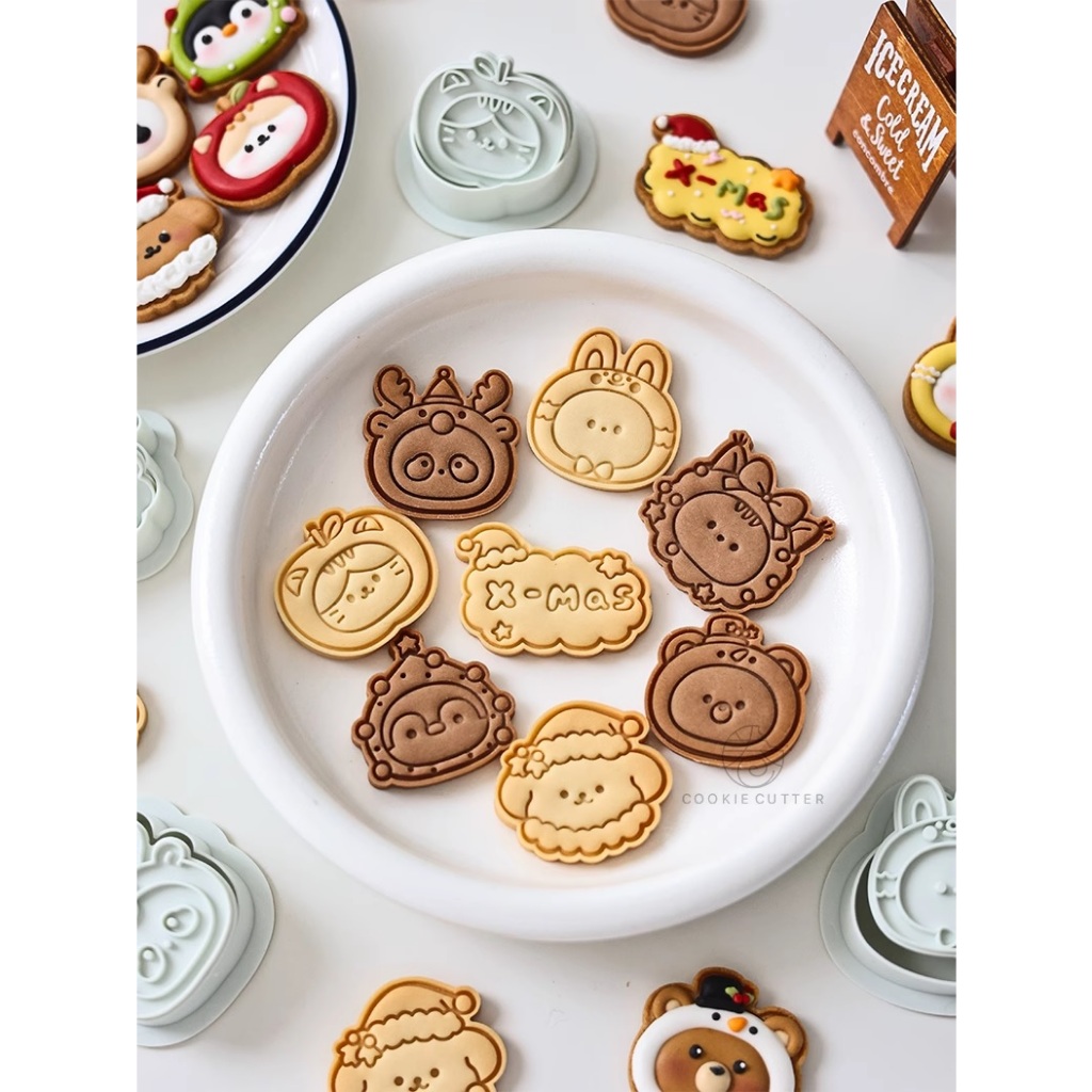 【芳焙】聖誕企鵝 小熊系列餅乾模 聖誕動物餅乾模 糖霜餅乾 3D立體壓模 曲奇餅乾壓模 餅乾模