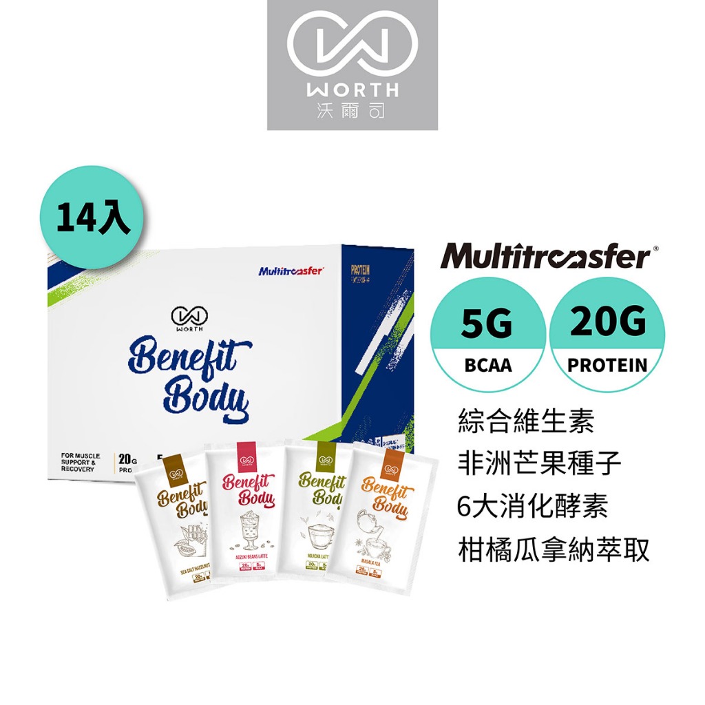 【WORTH 沃爾司生技】Benefit Body激能蛋白14包/盒(30g/包)乳清 高蛋白 代餐