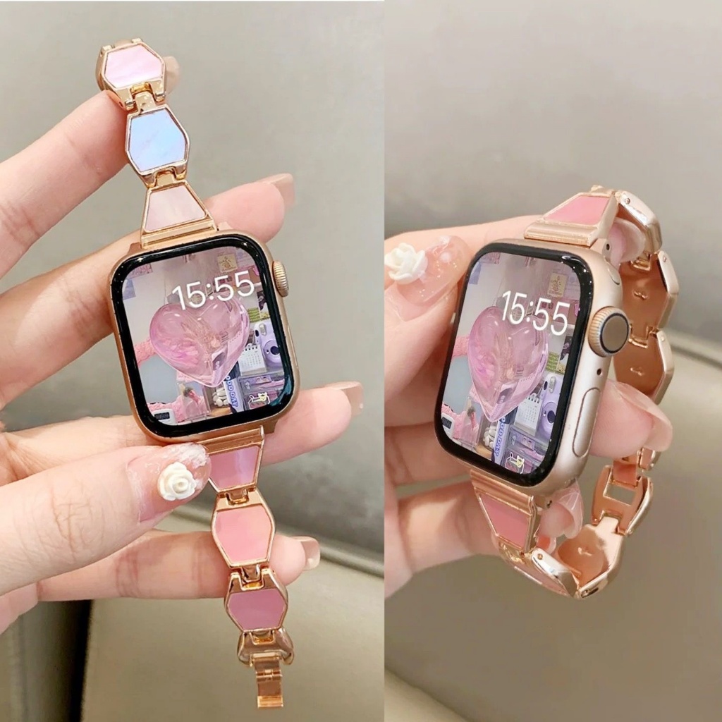 【人魚貝母】APPLE WATCH錶帶 蘋果金屬手鍊錶帶 SE S8 S9 iwatch全系列錶帶 45mm手環錶帶