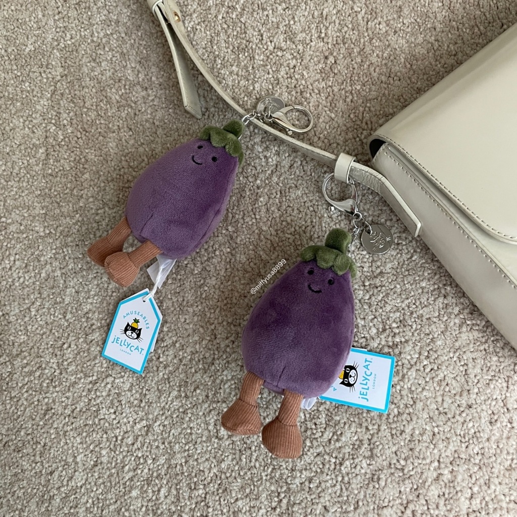 *米菲美國*Jellycat Vivacious Aubergine Eggplant Bag Charm 茄子鑰匙吊飾