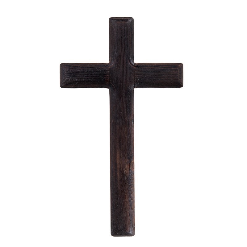 【🐑百羊書房】松木炭黑色十字架掛飾 (28cm) #實木
