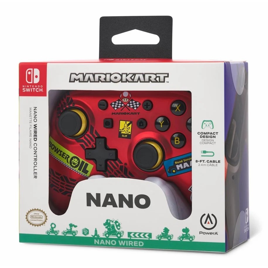 Switch周邊 原廠授權 PowerA Nano有線遊戲手把 瑪利歐 賽車紅 有線控制器
