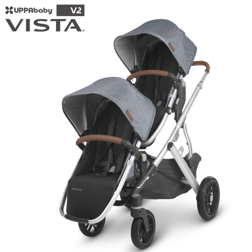 【UPPAbaby】VISTA V2 王者之尊旗鑑推車(雙人)-藍灰色 展示出清