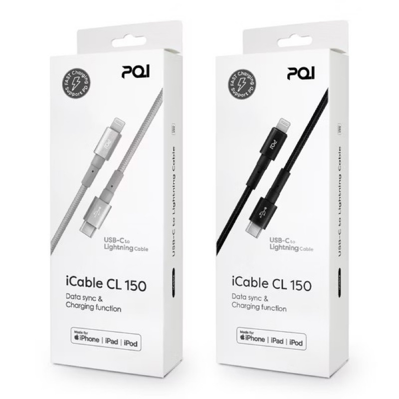 PQI iCable CL 150 MFI認證USB-C to Lightning 150公分編織快充線