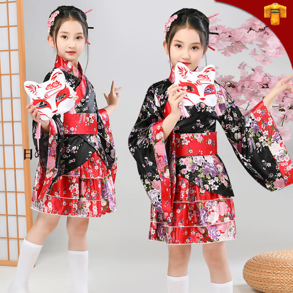 👘日本女式正裝女童和服 成人兒童極樂淨土cos動漫舞蹈服 洛麗塔裙套裝 日式浴衣 個人寫真拍照 和服套裝