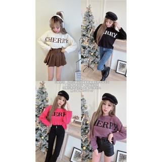 𝐌.𝐟𝐢𝐧𝐞𝐫𝐲♡CHERRY圓領圈圈毛上衣 長袖毛衣 毛絨 羔羊 厚磅毛衣 字母毛衣 衛衣 T恤 休閒毛衣 針織上衣