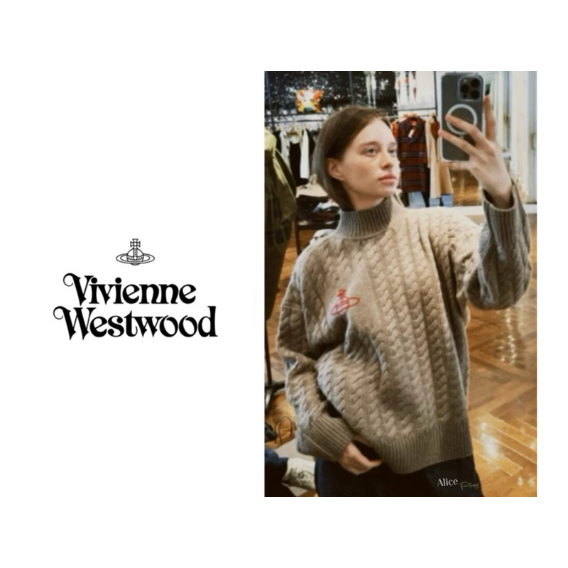 ▪️現貨▪️附紙袋Vivienne Westwood 薇薇安土星刺繡logo高級質感超好看高領毛衣高品味歐膩