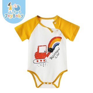JOYBABY 寶寶包屁衣 Muslintree無骨縫制包屁衣 彩虹挖土機 嬰兒短袖連身衣