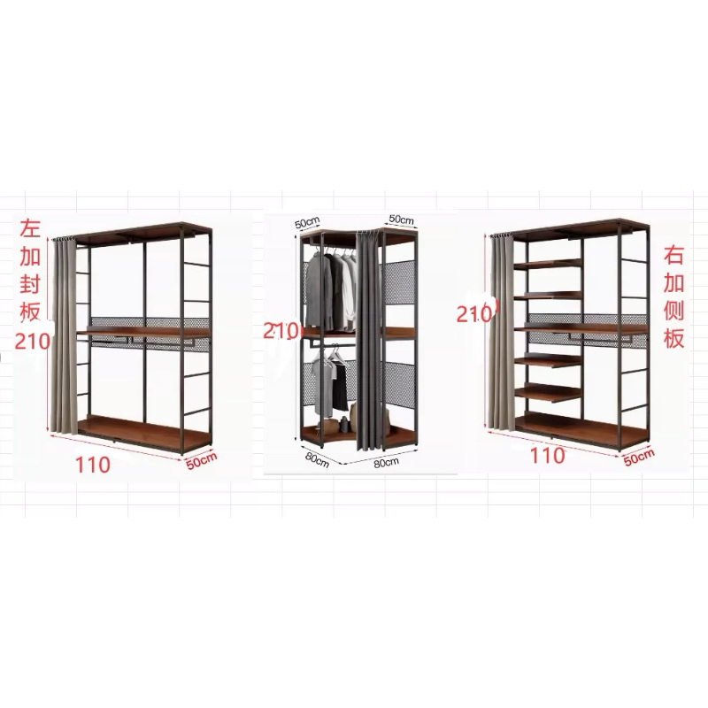 全新商品 半開放式金屬架子 真實木衣櫃組 3組櫃子全賣 尺寸表在第一張圖