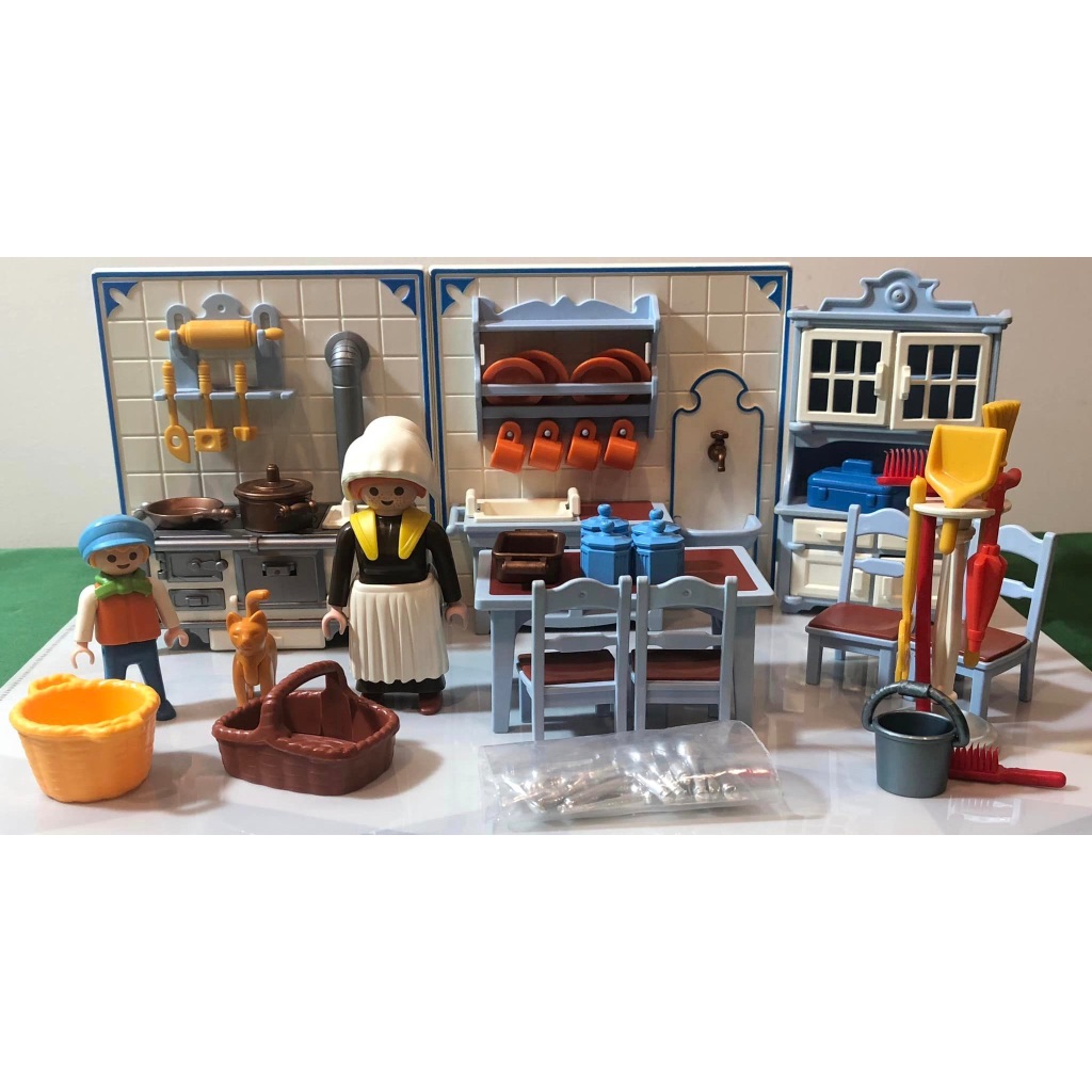 Playmobil 摩比 5322 絕版 維多利亞 廚房 廚具 廚娘 爐灶 碗櫃 桌子 非復刻（二手無盒）