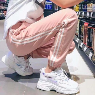ZUCAS -韓版百搭寬鬆綁帶顯瘦運動褲 休閒長褲 寬褲 九分褲 長褲 顯瘦 A-1199