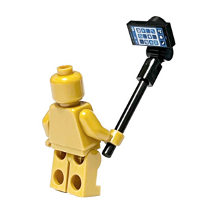 LEGO 樂高 黑色 智慧型手機+自拍棒 全新品,參考 配件 攝影師 自拍 單眼 手機 智慧型手機 印刷磚 平板 相機
