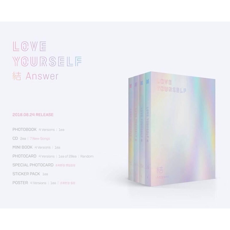 韓團CD寫真專輯 BTS_Love Yourself結Answer 空專(S/E/L三版本、無貼紙無小卡）