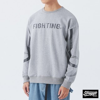 【StruggleGear】FIGHTING反光印花大學TEE「麻灰」M~2XL｜官方旗艦店92305