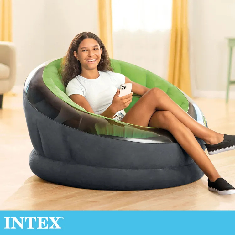 全新品 現貨 INTEX-帝國星球椅植絨款 充氣沙發 懶骨頭 檸檬綠 68582NP 空氣沙發 懶人沙發 露營休閒沙發