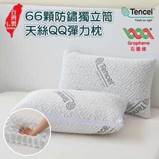 奧雷💠 66顆防銹鋼獨立筒枕 枕頭 升級版 加高 獨立筒 臺灣製造 涼感透氣布 石墨烯纖維 66顆