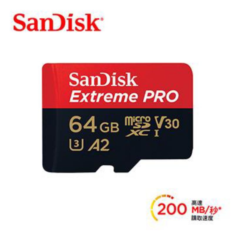 (全新)SanDisk ExtremePro MicroSD A2 64G記憶卡 SDSQXCU-064G-GN6MA