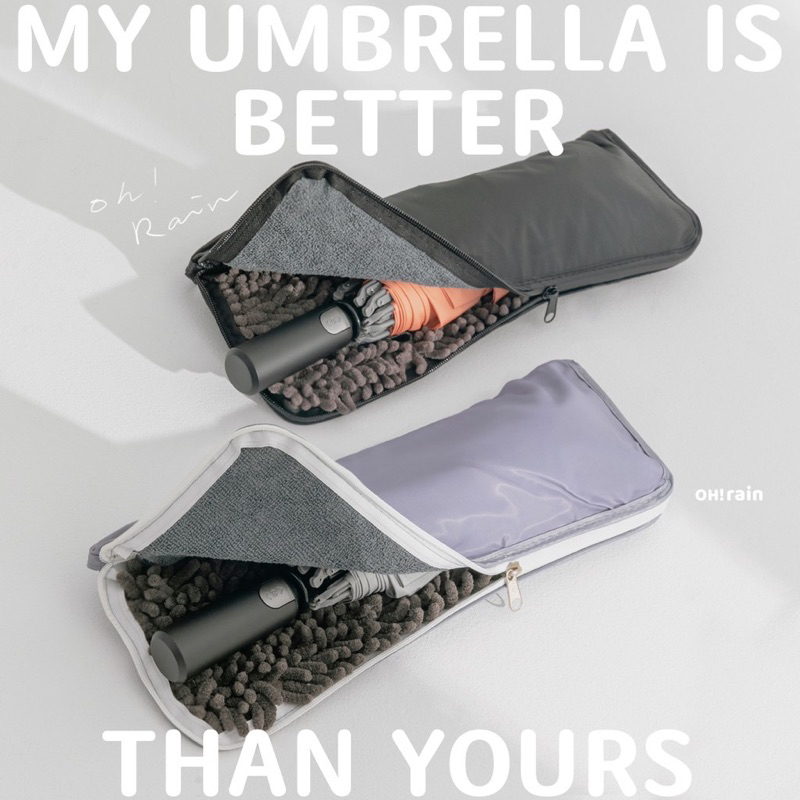 OHRAIN 防水雨傘包 吸水雨傘套  創意便攜雨傘收納包 折疊吸水車載雨傘袋 S 黑
