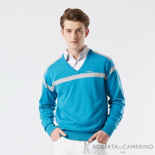 【ROBERTA諾貝達】 男裝 藍綠色純羊毛衣- 舒適V領設計-進口素材 台灣製 RSD55-36