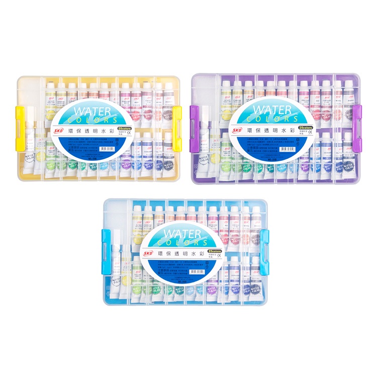 SKB 環保透明水彩 外盒顏色隨機 25色組 /盒 WL-200