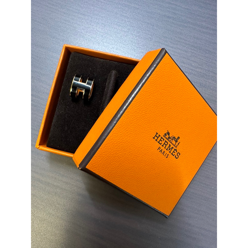 愛馬仕 Hermès POP H耳環 黑玫瑰金