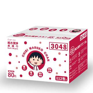 櫻桃小丸子 純水加蓋潔淨柔濕紙巾(80抽x12包)