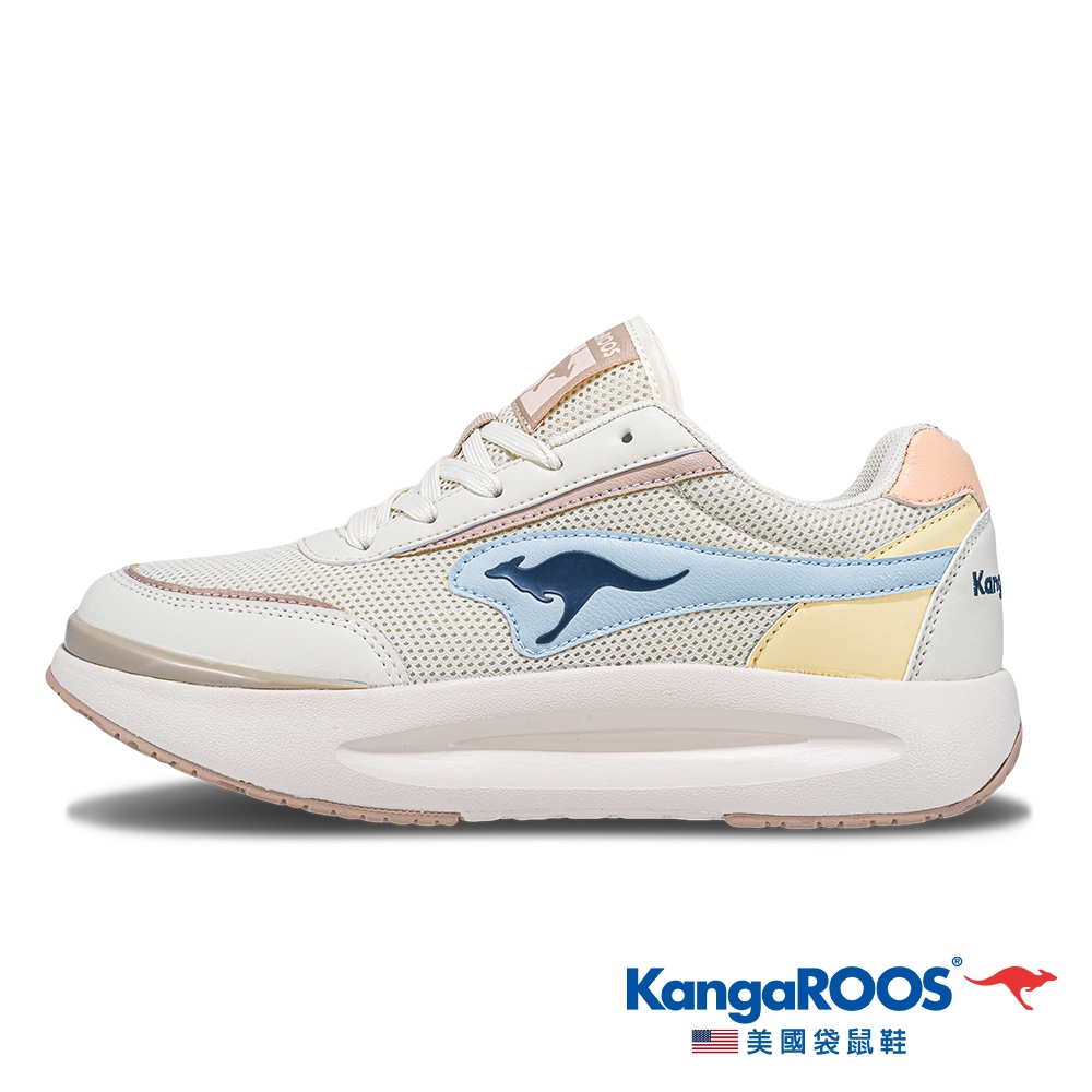 【KangaROOS 美國袋鼠鞋】女 BREAK 厚底貝果鞋 機能運動 厚底增高 (卡其/藍/黃-KW41271)
