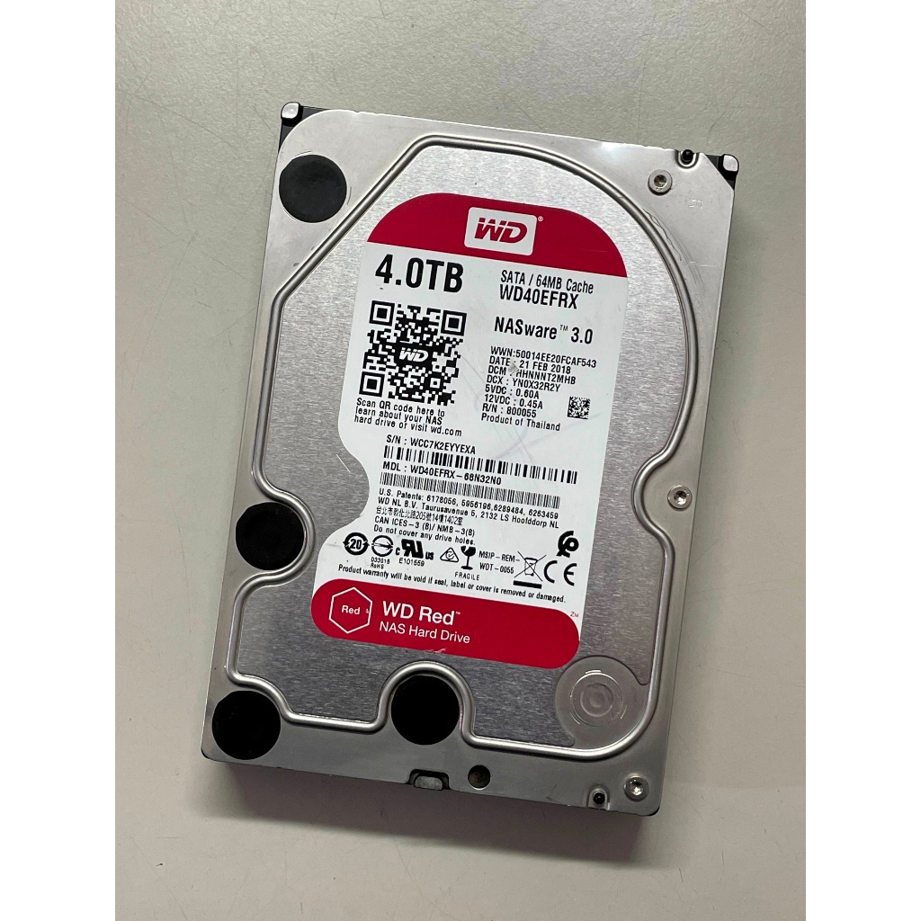 WD 紅標 PLUS NAS WD40EFRX 4T 4TB SATA3 64MB  NASware3.0 硬碟