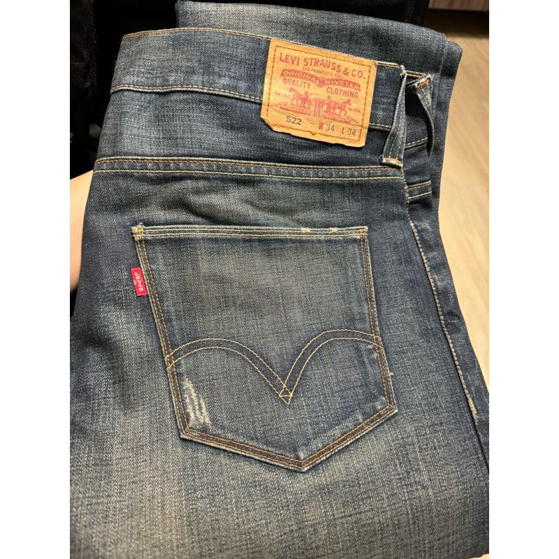 近全新正品Levis 522(W34)slim刷紋直筒牛仔褲