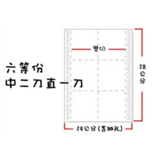 連續報表紙9.5吋x11吋x1p 中二刀直一刀 9.5*11-1P