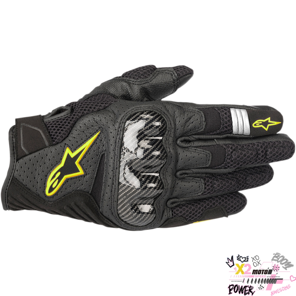 💟X2 Moto💟 Alpinestars® SMX-1 Air V2 黑/黃 手套 短手套 防摔 可觸碰